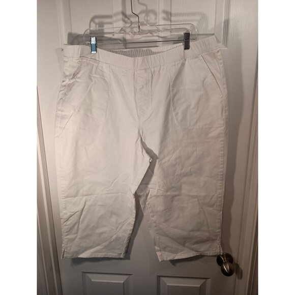 d&co. Capri Pants Size XLT White Elastic Waist - Picture 2 of 9
